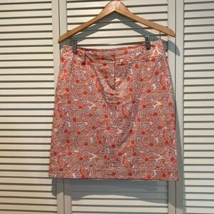 Lafayette 148 Cotton Short Skirt. Orange/Grey/Cream. Sz 6. Excellent condition.